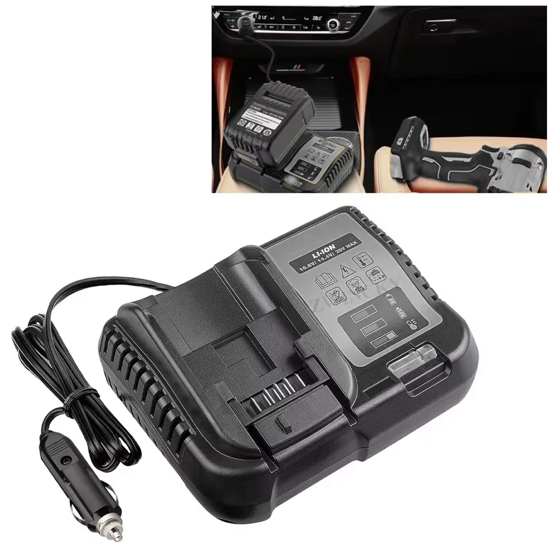 For Dewal，12V 20V 60V Lithium-Ion Battery use on Car Charging Input 12V/24V Cigarette Lighter Plug Car Charger DCB200 DCB230