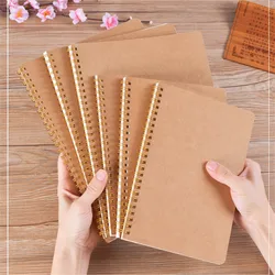 New Kraft Paper Coil Book Journal Notebook Hardcover Cardboard Grid Dot Spiral A5 Diary Note Sketchbook School Office Supplies