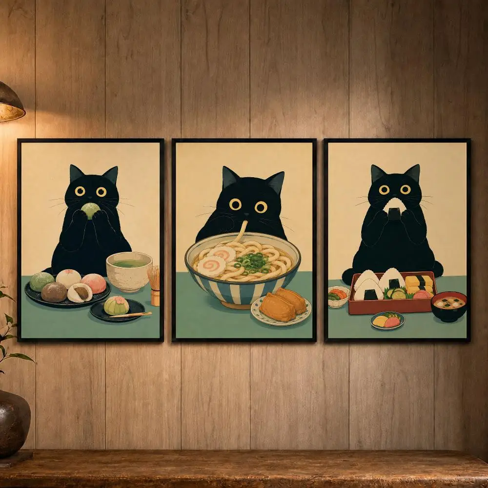 Noise-canceling Brand C-CatS Poster Self-adhesive Art Poster Decoracion Painting Wall Art White Kraft Paper Home Decor
