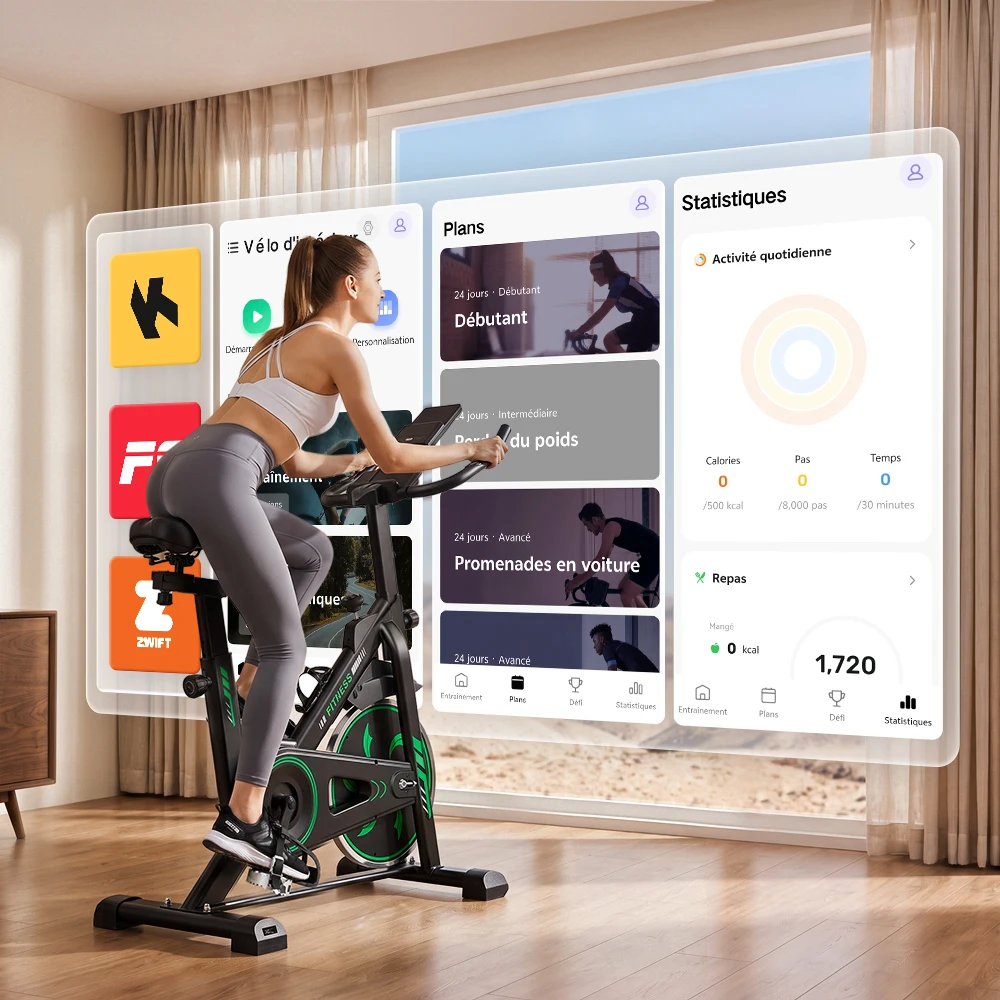 Formill DC001A & DC002A – magnetisches, stationäres Heimtrainer-Fahrrad, Indoor-Cycling-Fahrrad mit 8 kg schwerem Schwungrad, LCD-Monitor, verstellbarer Sitz und Tablet-Halterung für das Training im eigenen Fitnessraum. – Detail 31