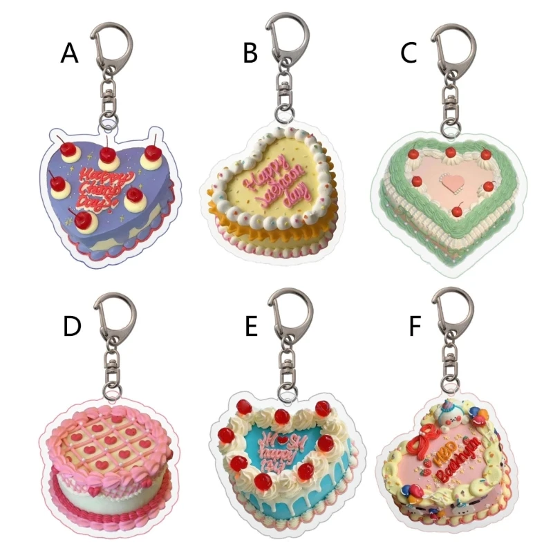 Acrylic Cake Keychain Decorative Pendant Creativity Interesting Couple Keychain