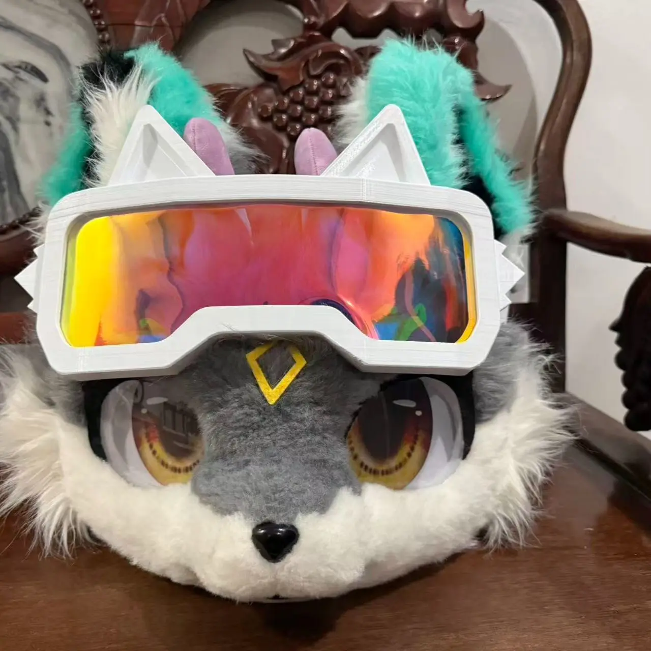 Fursuit Tierbrille, trendige Brille für Kemono und Kigurumi, Requisite, pelzige Dekoration, Zubehör, Cosplay