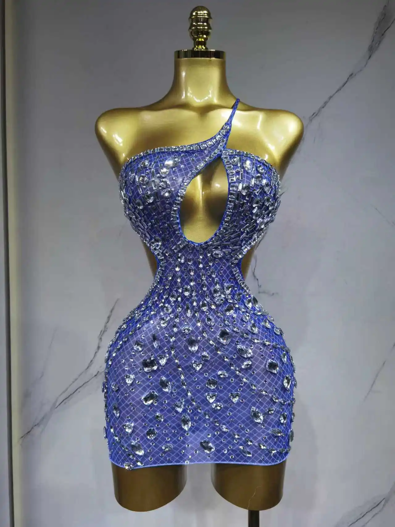 New Arrival Women 2025 Sexy Backless Hollow Out Diamond Evening Prom Gown Birthday Luxury Celebrate Stage Nightclub Outfit