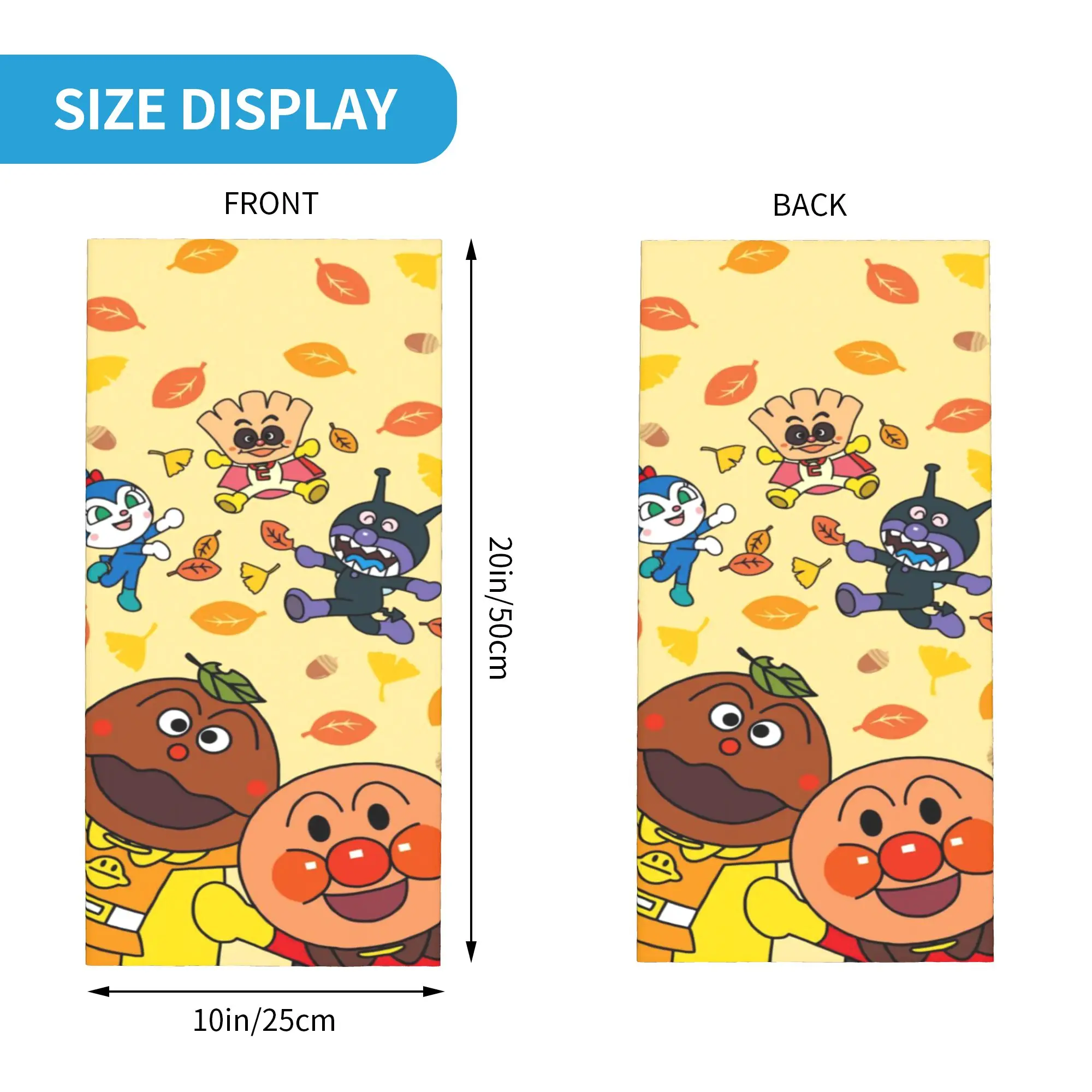 Round Cartoon Characters (1) Bandana  Cover Club Anpanman  Wrap Scarf   Multi-use  UnisexWashable Neckerchief