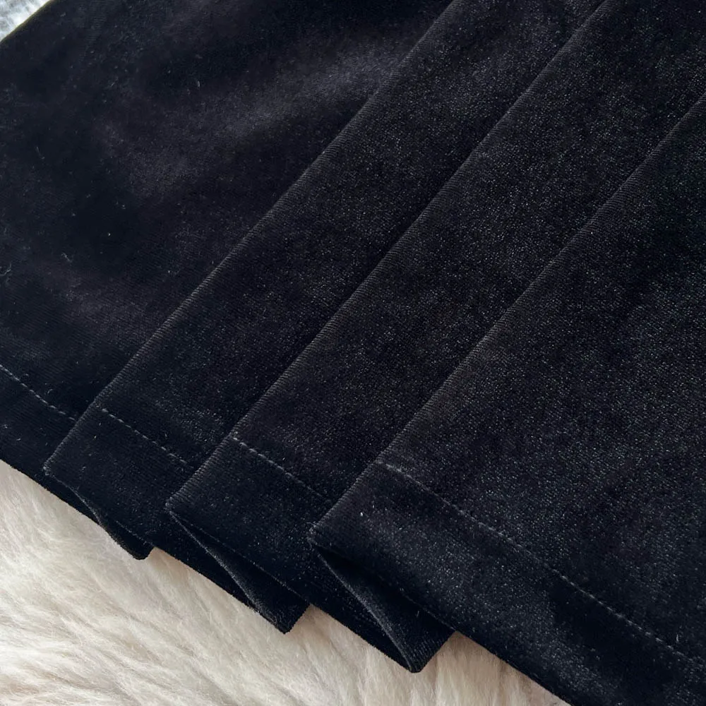 Retro Elegant Casual ärmelloses rückenfreies Velours schlankes Fairycore-Sommerkleid mit hoher Taille Damenbekleidung