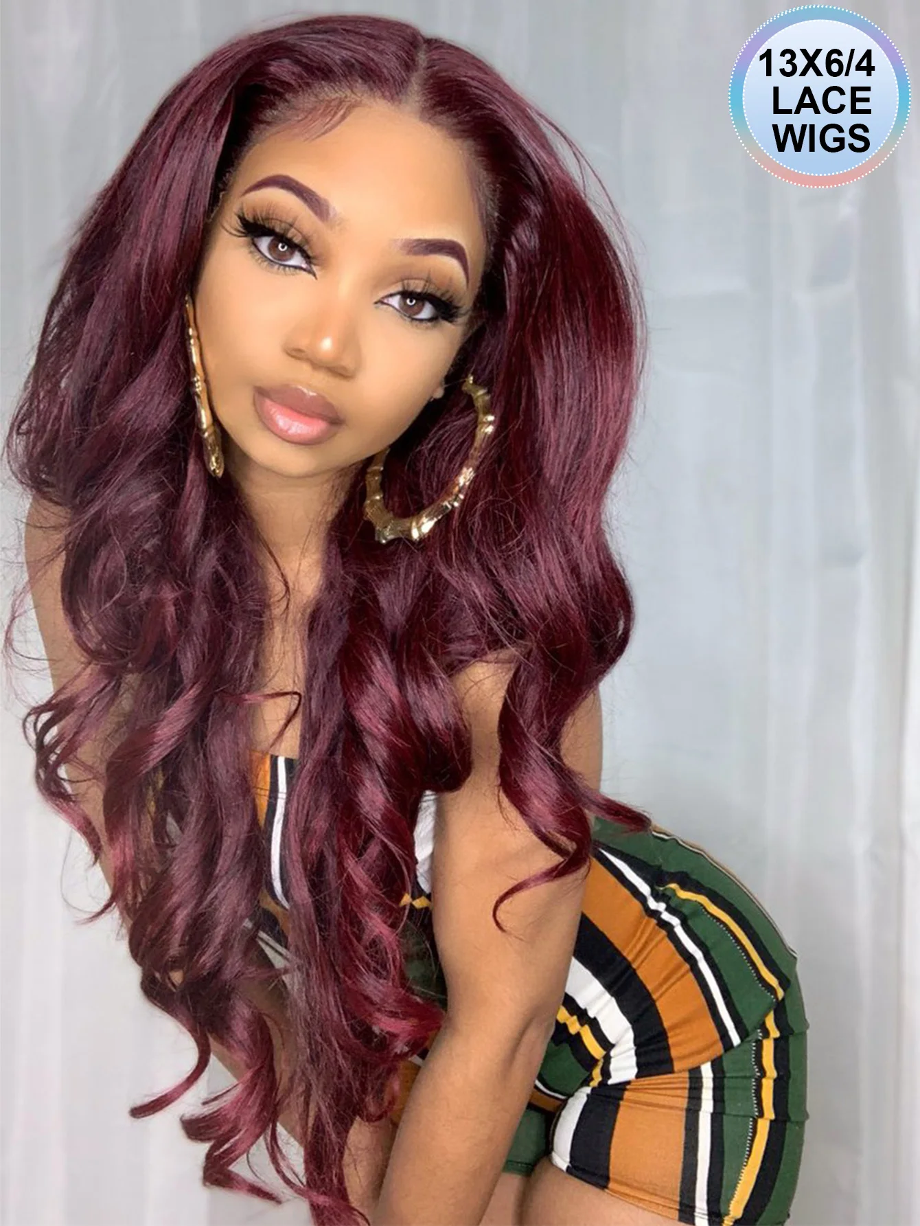 

32 Inches Burgundy 13X6 Hd Lace Frontal Human Hair Wig 99J Colored 13X4 Body Wave Red Lace Front Human Hair Wigs For Black Women
