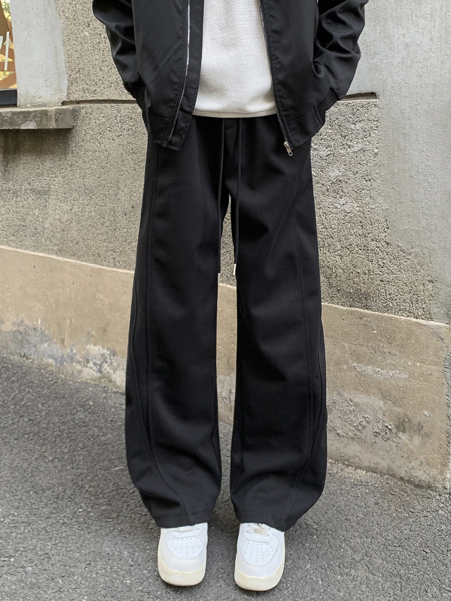 

Men's Casual Thickened Warm Straight Leg Pants Autumn Winter Bend Knife Style Workwear Loose Fit American Retro Style