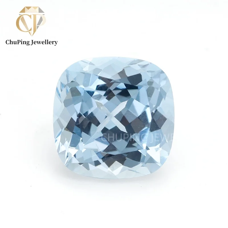 Lab Grown Aquamarine Color Rectangle Cushion Cut For Making Selectable Certificate Ideal For Jewelry Making Or Design