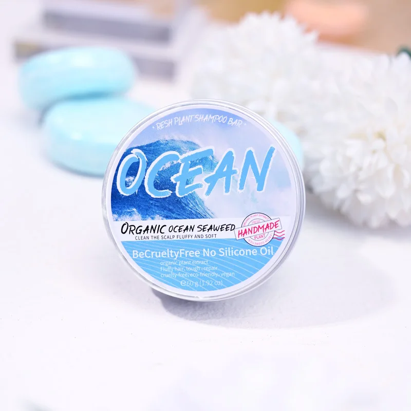 Fresh ocean fragrance shampoo soap, plant-based shampoo soap, sea salt soap, deep cleaning, oil removal, dandruff removal, smoot