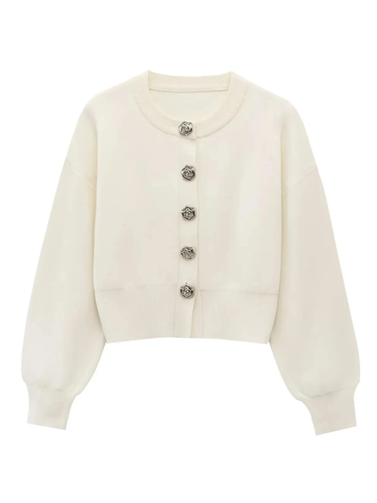 Rua sle solto ajuste botão de metal redondo ne malha aberta cardigan camisola feminina faion outerwear confortável casual wear