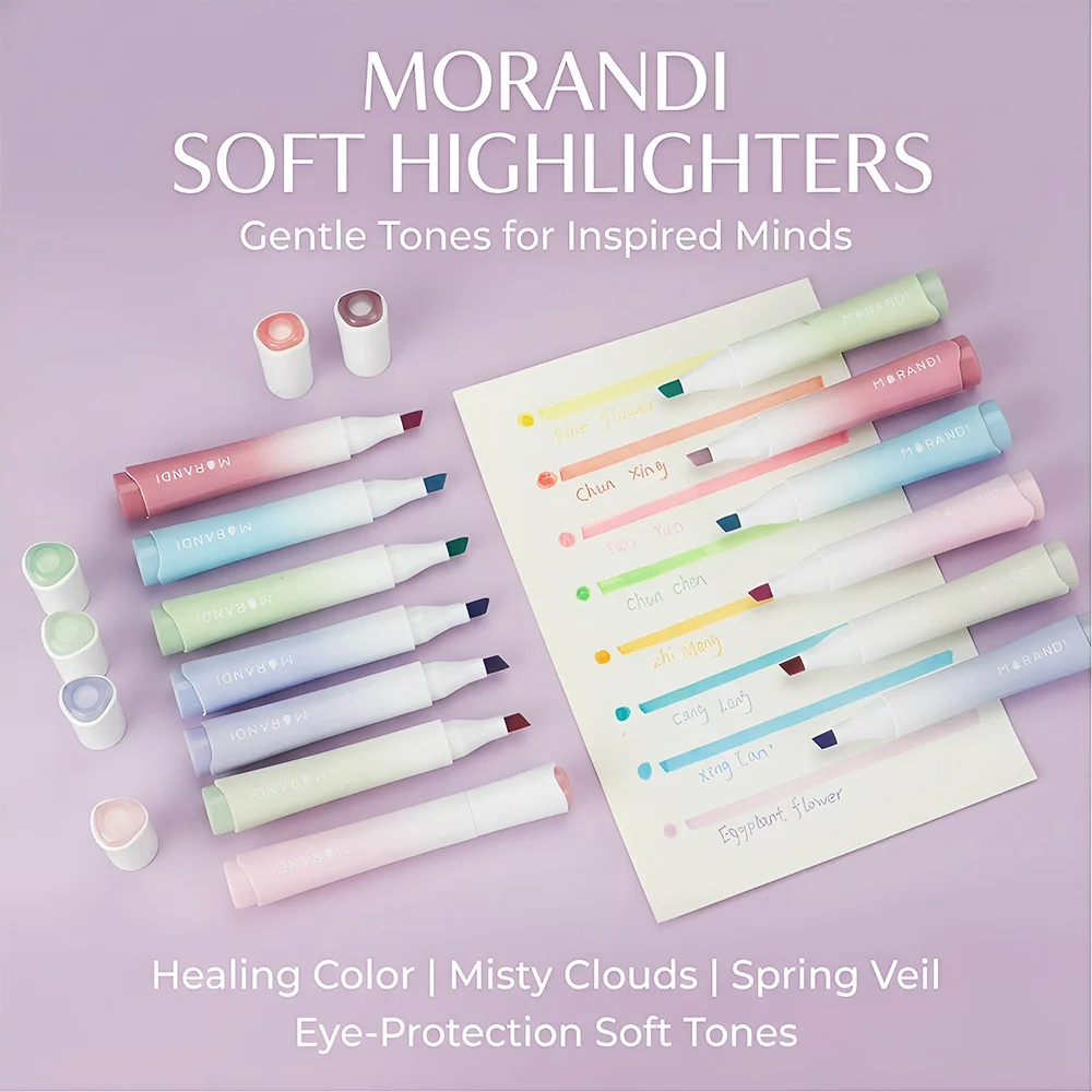 

4 Colors Highlighter Markers Set Quick Dry Smudg Proof Eye Caring Morandi Tones Highlight DIY Art Paint School Office Supplies