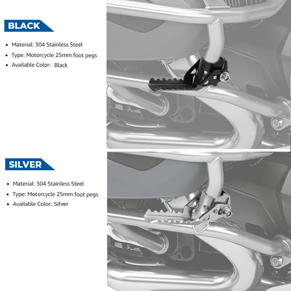 Reposapiés delantero para BMW R1200GS, estribo de carretera, barras de choque de 25mm, reposapiés Explorer, accesorios para motocicleta, Pedal de