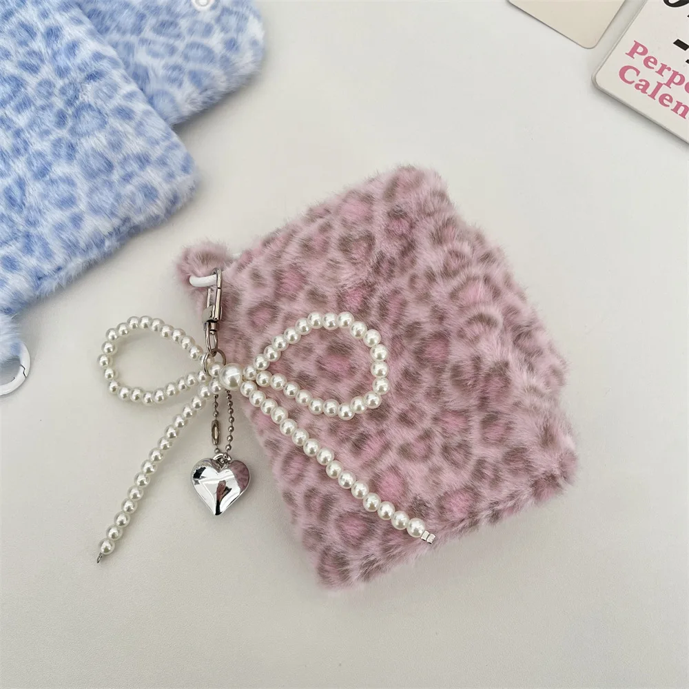 ピンクのヒョウ柄の小銭入れ、かわいい携帯用カードバッグ、雑多なヘッドフォン収納バッグ、口紅用メイクアップバッグ