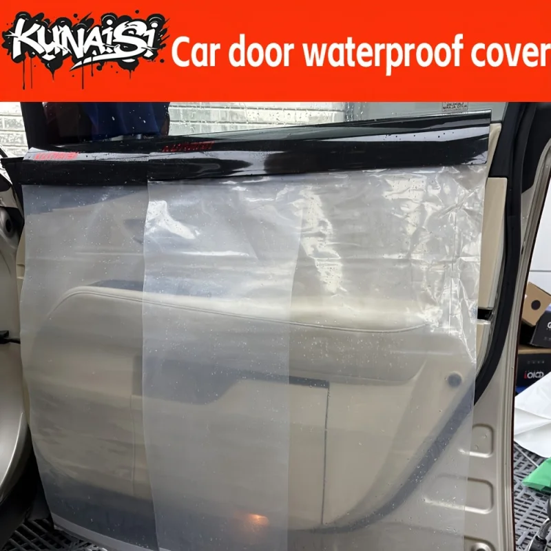 2Car Door Waterproof Cover Set，Car Sun Film Installation Door Water-Blocking Cover，Reusable Material，Car Solar Film Installation