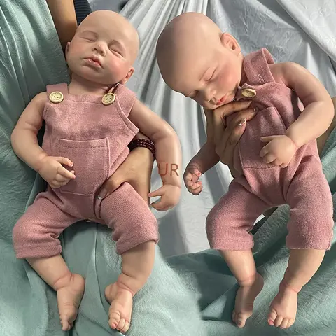 Full Solid Platinum Silicone Reborn Doll LouLou Washable Sleeping Painted 50cm Realistic Soft Weighted Doll for Christmas Gift
