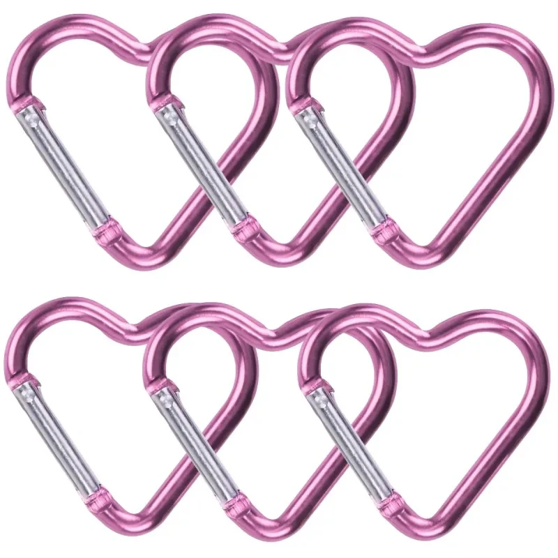 6 stuks duurzame hartvormige karabijnhaak sleutelhangerclip voor OutdoorAdventures - perfect voor kamperen, wandelen en reizen