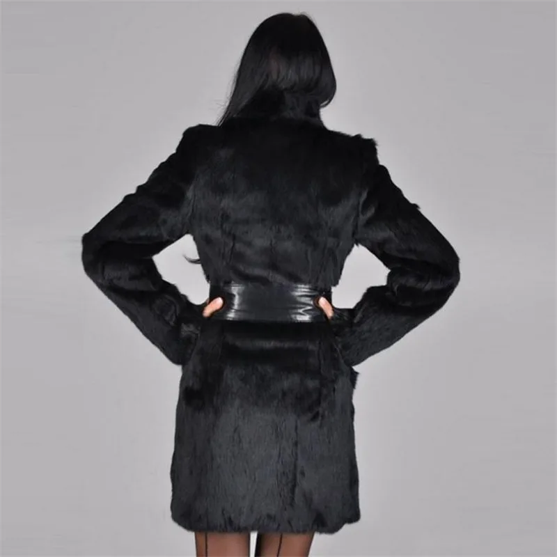 Autumn winter Black 3XL Jackets Lmitation Fur coat Overcoat Street Fashion Casual Warm Imitation Fur Water Mink Long pu leather