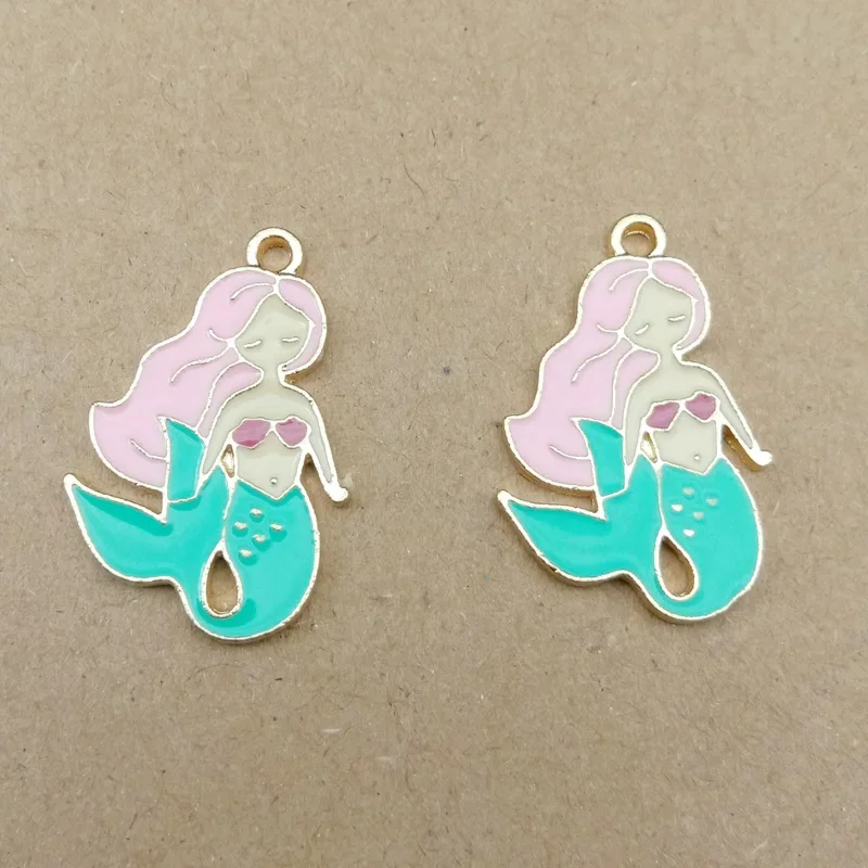 10pcs 17*32mm Mermaid Charms for Jewelry Making DIY Earring Pendant Bracelet and Necklace Charm Dropshipping