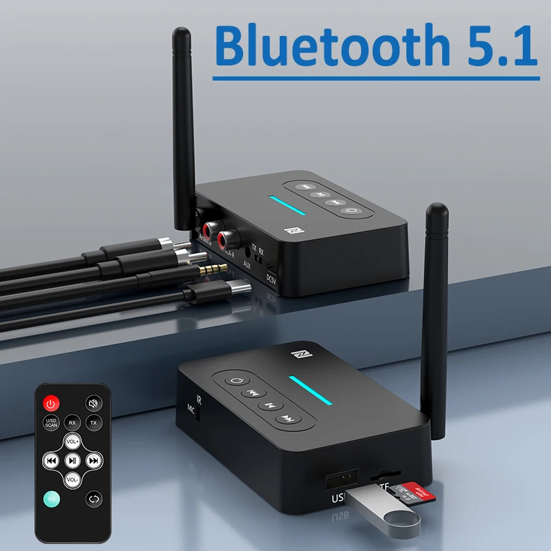 Récepteur et émetteur Bluetooth sans fil NDavid, prise AUX 5.1mm, RCA, mains libres, micro d'appel, musique, adaptateur audio, TF, USB, TV, 3.5 stéréo