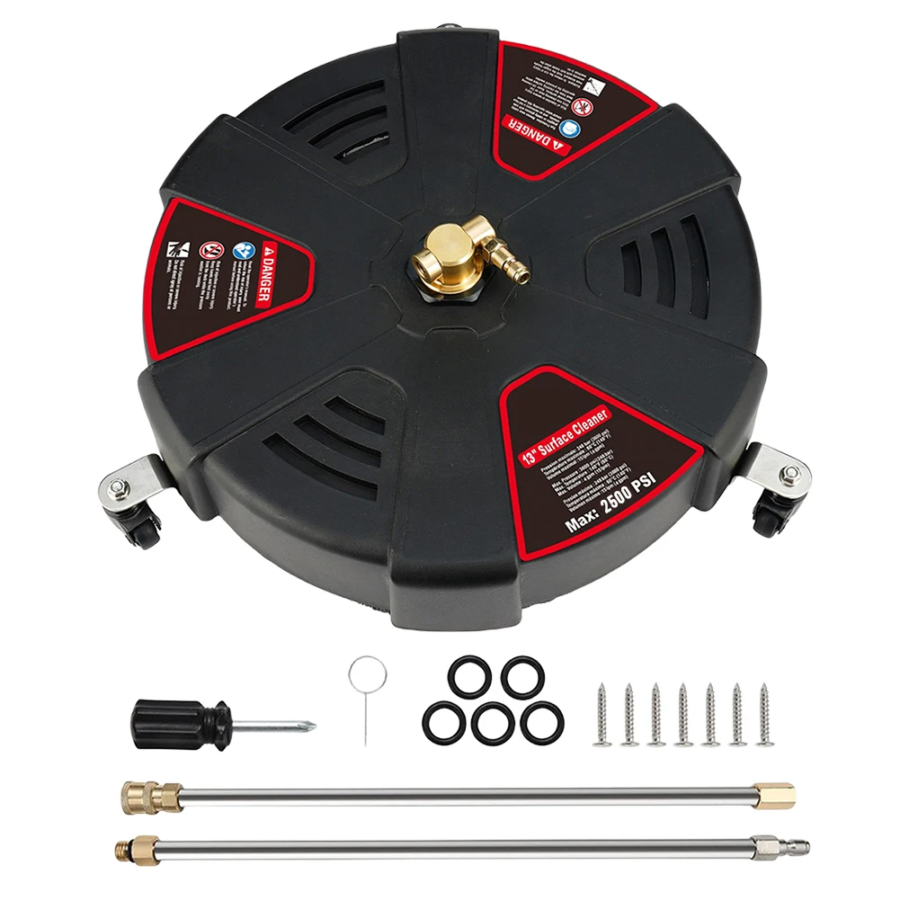 

Surface Cleaner with Extension Wand Floor Scrubber 1/4 Quick Connector Powerful Pressure Washer Replacement Nozzles with 3 Wheel