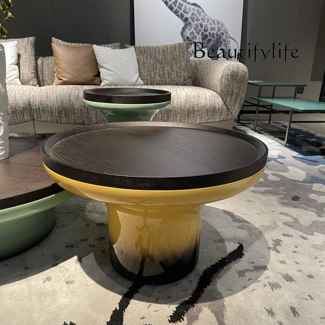 

Designer coffee table gradual change color advanced sense solid wood paint edge corner few contrast color art design