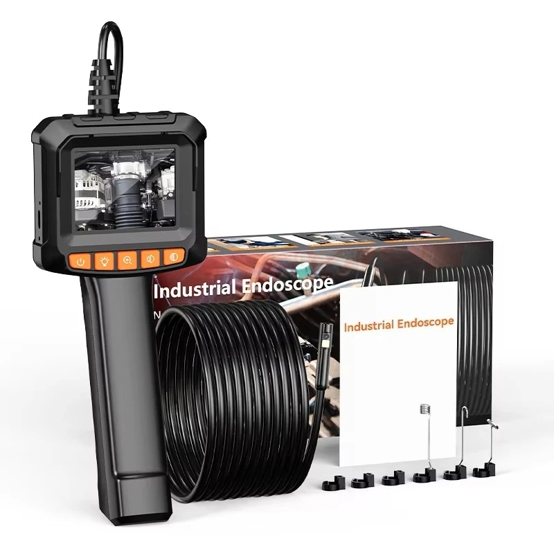 Automotive Inspect Camera Repair Tools IP67 Waterproof 2MP 8LED Portable Rigid Pipe Sewer Borescope 2.4Inch Industrial Endoscope