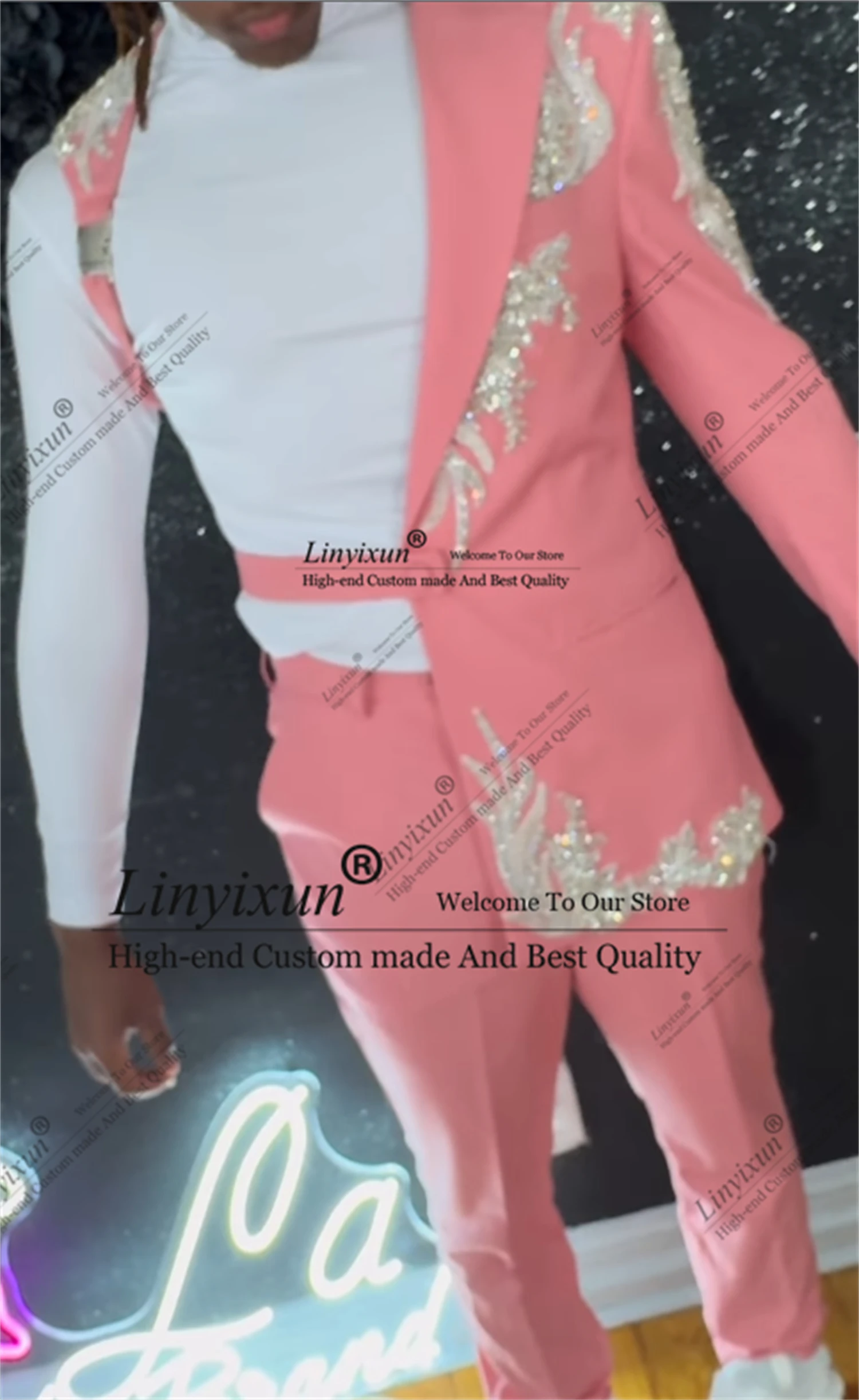 

Модные мужские костюмы с камнями и драгоценными элементами, комплекты из 2 предметов, свадебные смокинги для жениха, индивидуальный пошив, мужские пиджаки для вечеринок и выпускных, приталенный крой, костюм Homme