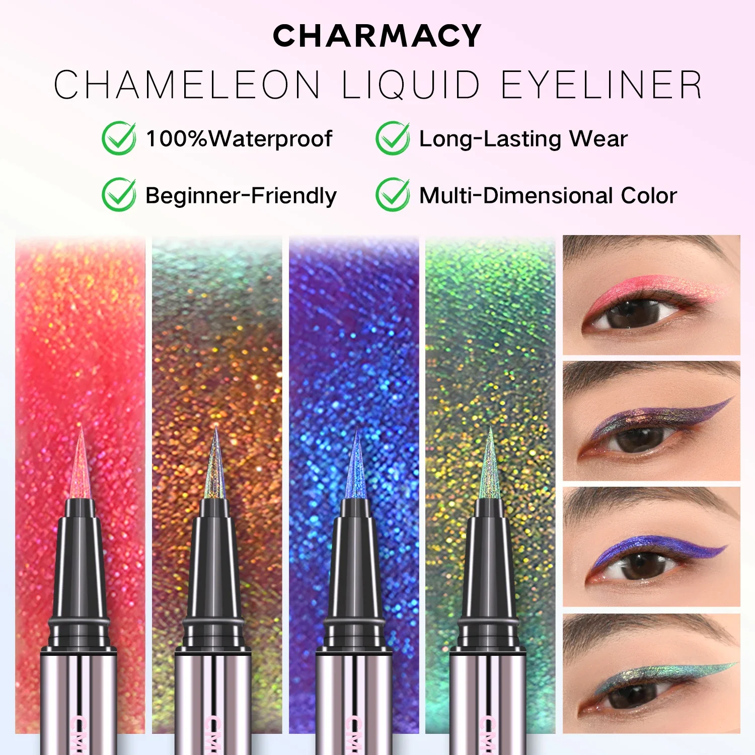 CHARMACY stylo Eyeliner Duochrome végétalien haute teneur en pigments séchage rapide imperméable longue durée coloré caméléon Eye Liner