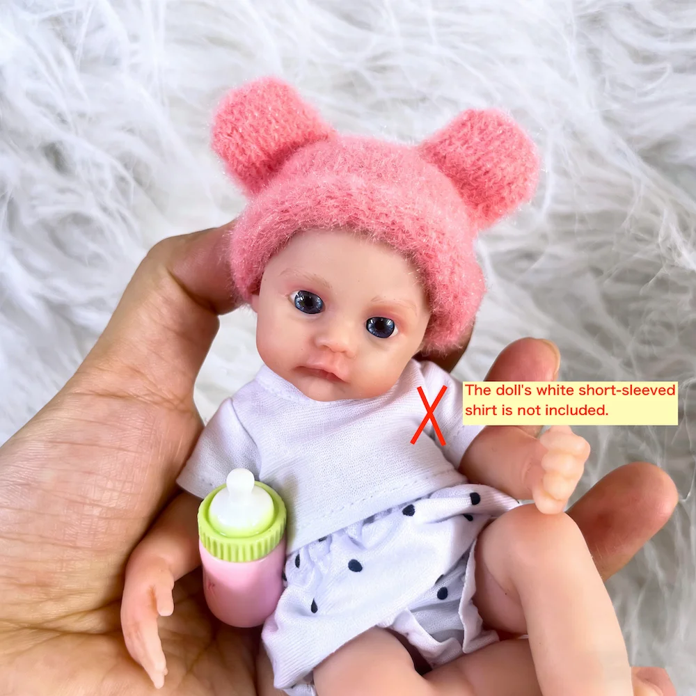 

6 Inch 15CM Full Solid Silicone Reborn Baby Meadow Doll Girl Washable Body Lifelike Soft Body Micro Preemie Christmas Gift