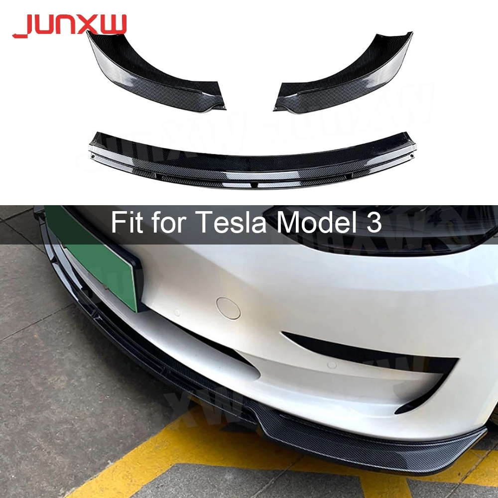 

ABS Car Front Bumper Lip Chin Spoiler Body Kits for Tesla Model 3 2017+ Front Bumper Extension Car Accessories