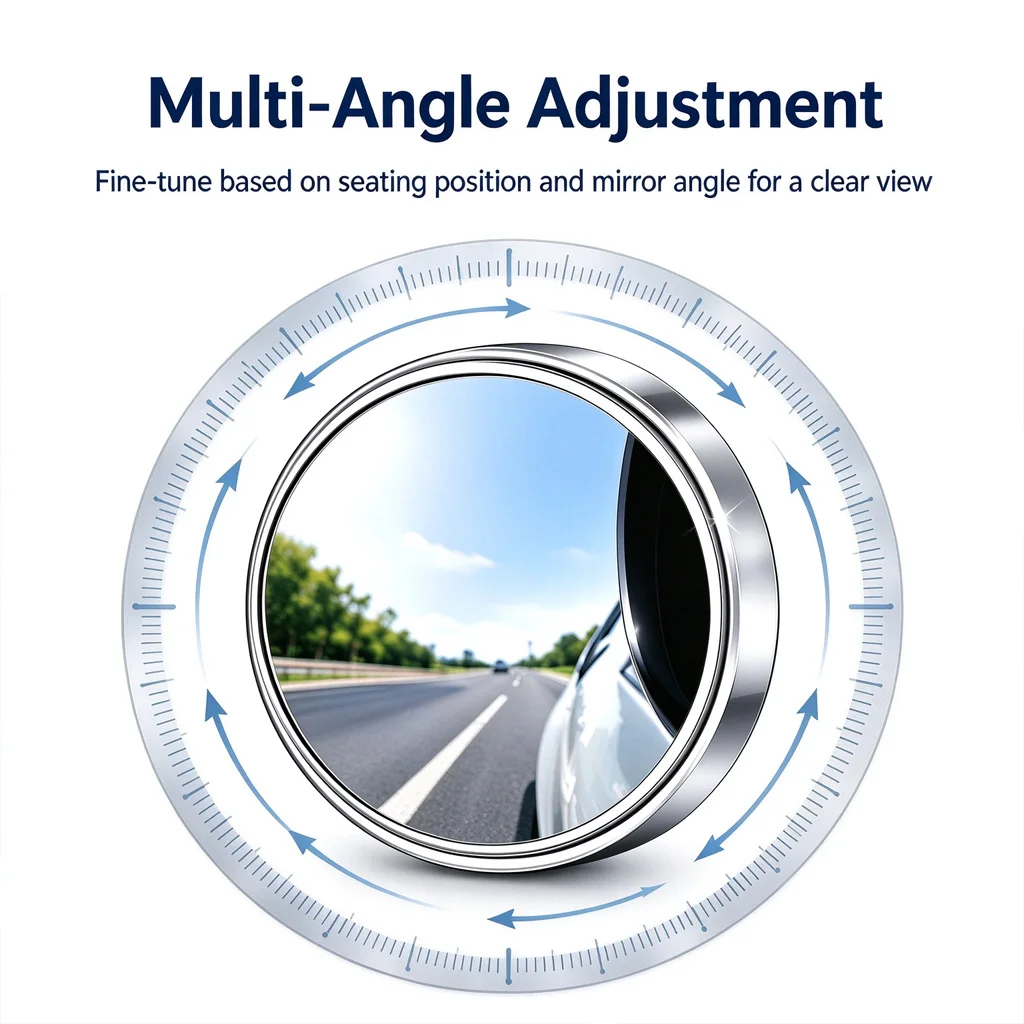 2-Pack 360° Rotatable HD Blind Spot Mirrors, Frameless Convex Wide‑Angle Car Side Rear View Mirror