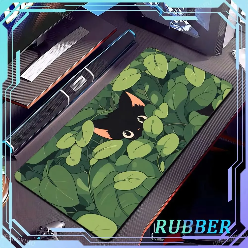 

Cute Kitten Desk Mat Oversized Frog MousePad Gaming Keyboard Pad Anime Aesthetic Comfortable Lofi Plant Natural Green Mouse Pad