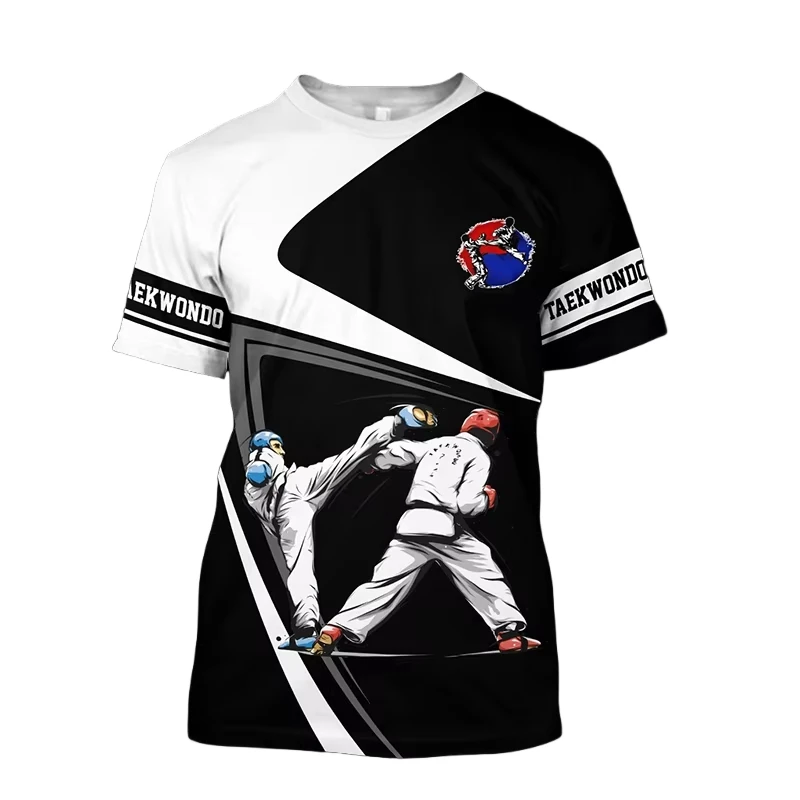 Children's T-Shirt 3D Print Taekwondo Pattern Summer O-Neck Short Sleeve T-Shirts Casual Boys Girls Tops 2-10y Fashion Clothing