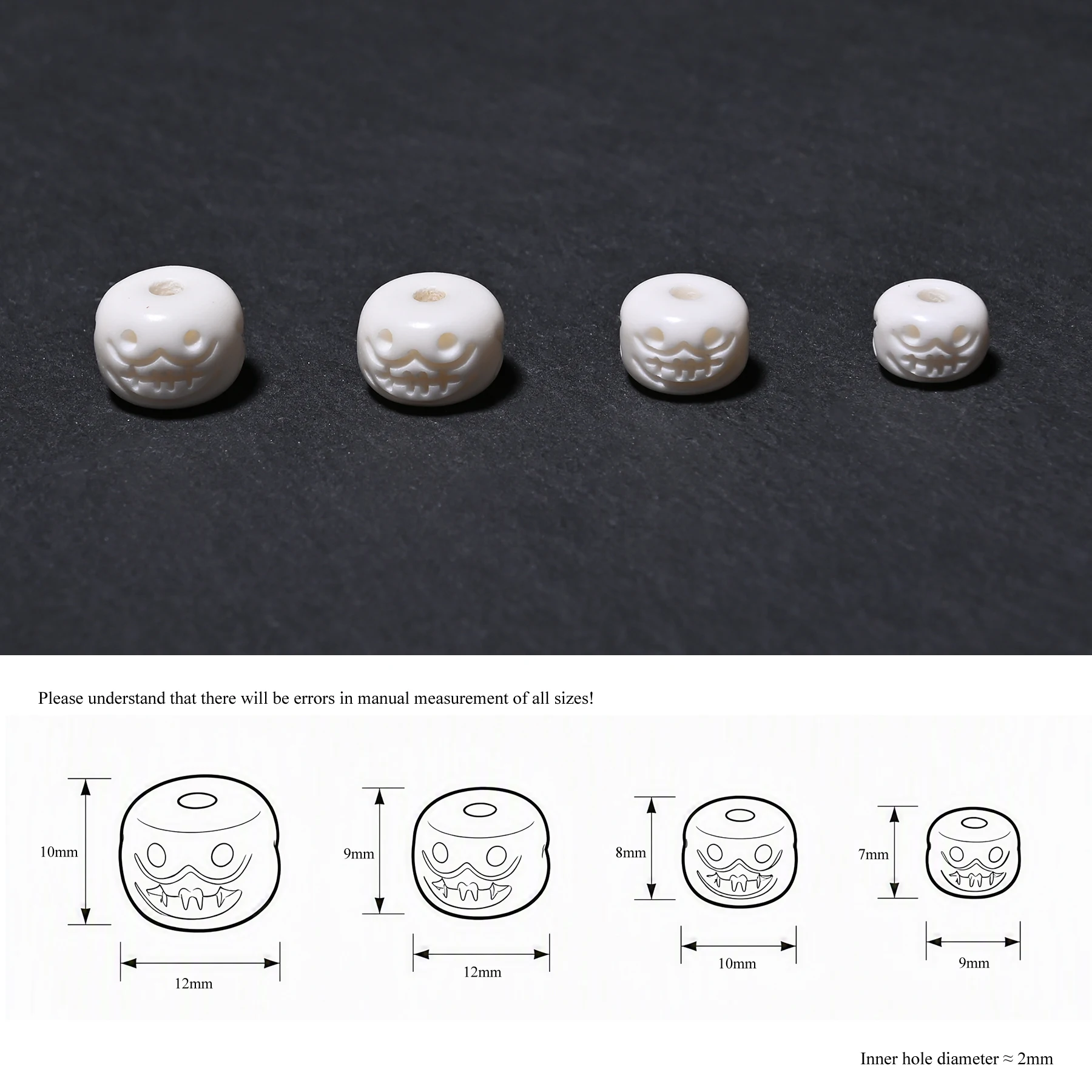 GZ113 20PCS Yak Bone prayer beads Skull smile face beads loose beads Jewels for making handmade DIY bracelets 9/10/12mm Hole 2mm
