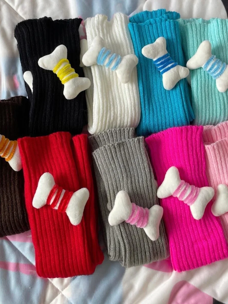 

Dopamine Bone Knitted Socks Layering Cute Candy Color Y2K Spicy Girl Versatile Mid-Calf Socks for Both Men And Women