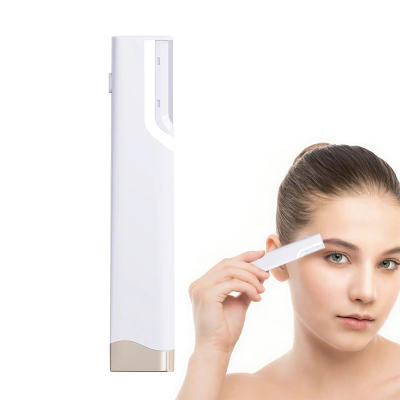 

Перезаряжаемая электробритва для дермапланинга с 4 сменными лезвиями и подсветкой, портативный триммер для носа и ушей, безопасная электрическая бритва Sonic для женщин