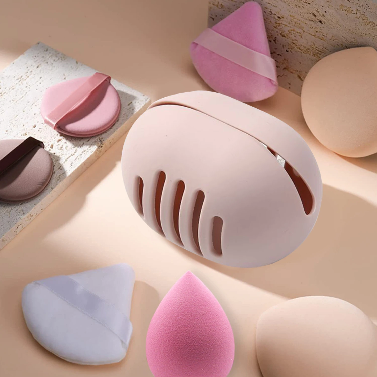 Portable Silicone Beauty Egg Storage Case Storage Box Dustproof Breathable Powder Puff Container Storage Bag Travel Beauty Tools