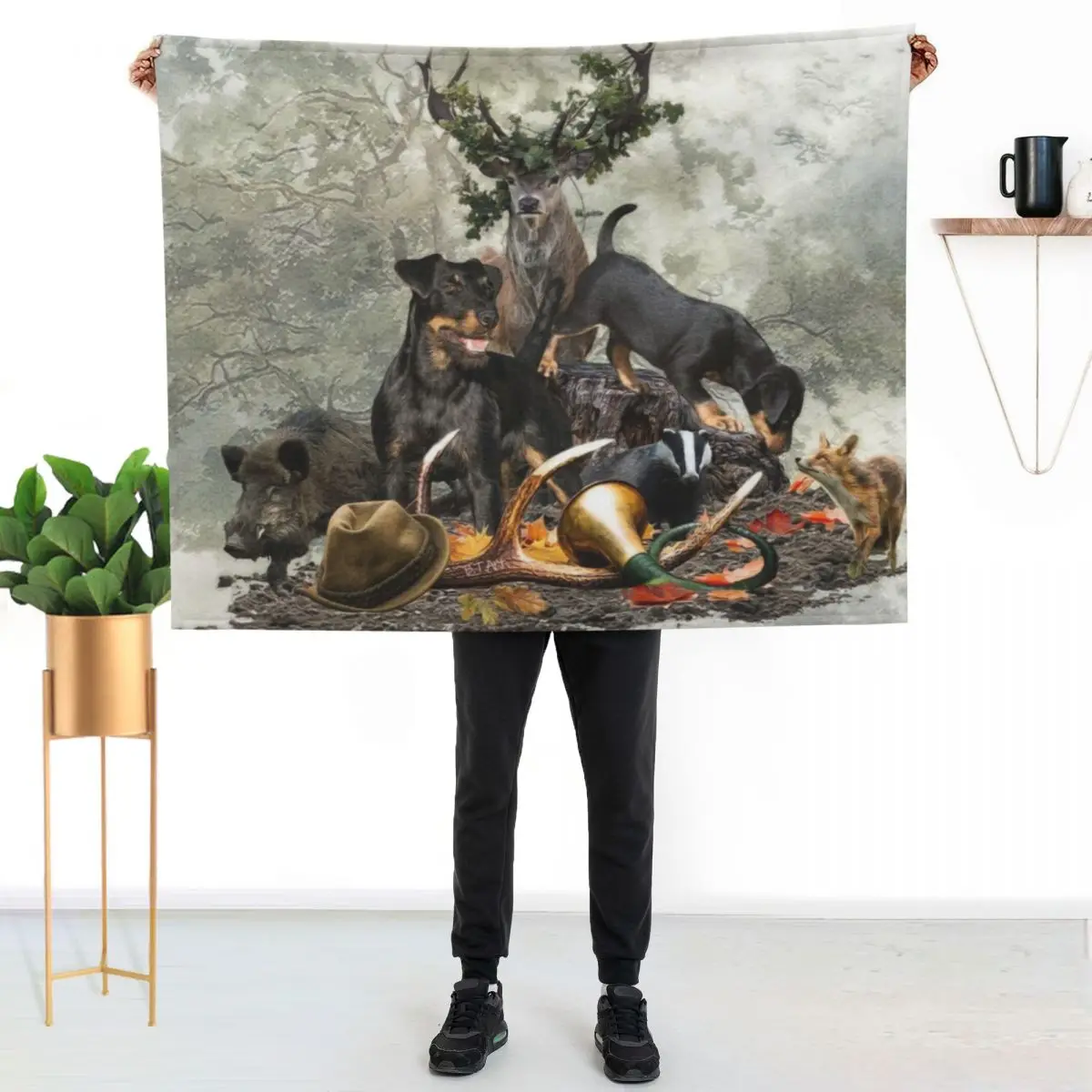

Jagdterriers , Hunting dog Art Throw Blanket All Season Lightweight Soft Blanket for Bed
