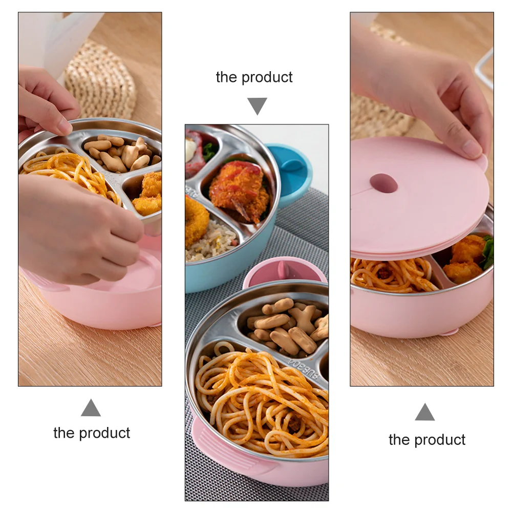 Self Feeding Divided Bowl Baby Dishes Thermal Insulation Lunch Box Cute Baby Tableware Bowl Portrable Bowl