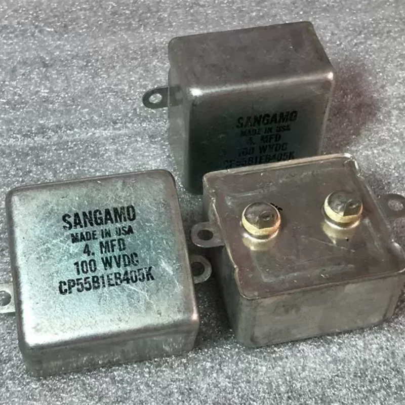 Antique American SANGAMO Sam CP55B1EB405K 4UF100V Copper Shell Gall Machine Frequency Divider Oil Immersed Capacitor