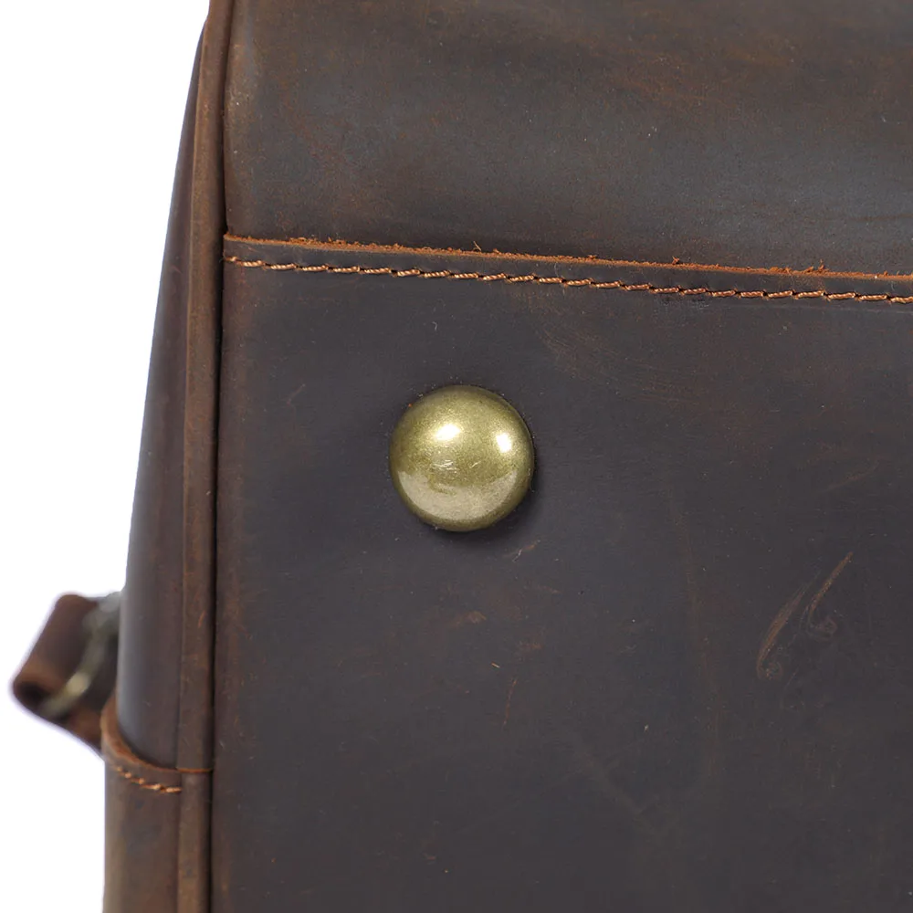S.WORKER Vintage Vollnarbenleder-Reisetasche Große Kapazität Weekender-Reisetasche für Männer Sporttasche – Detail 10