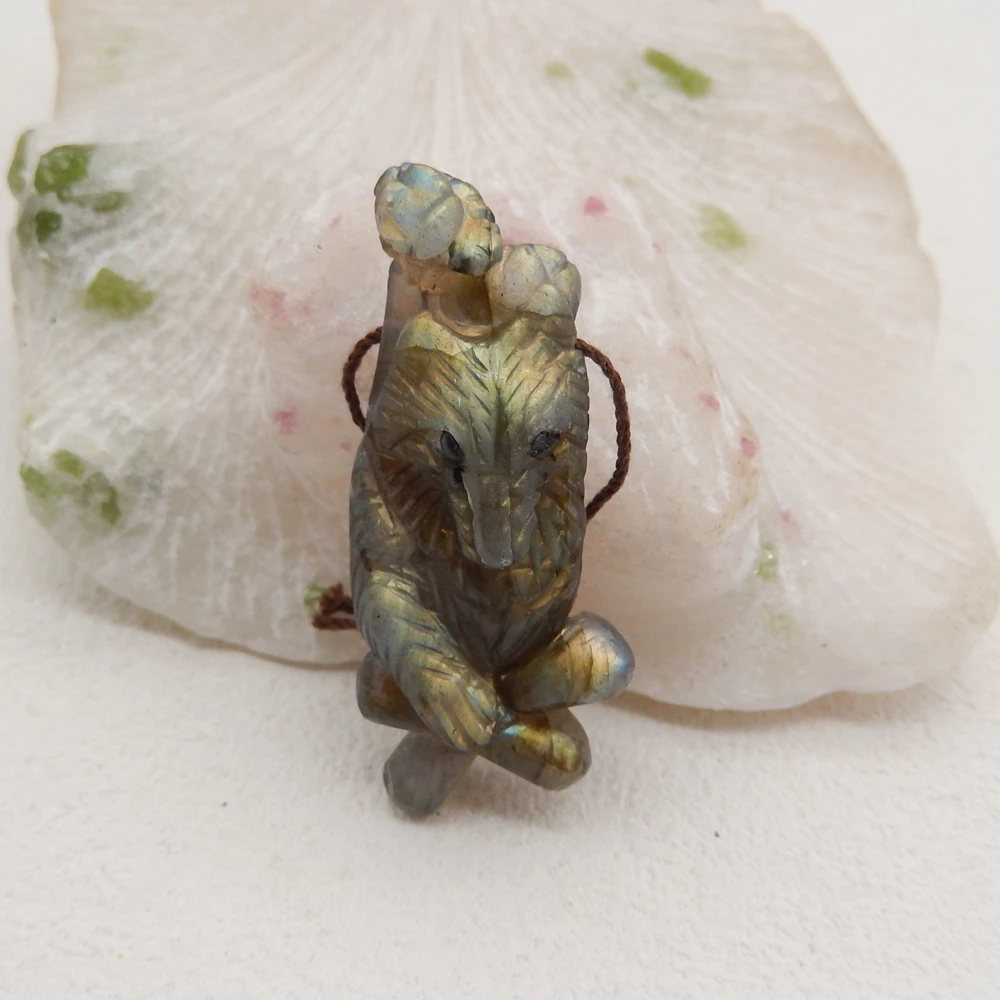 Natural  Labradorite Carved Animal Pendant Necklace Beads,Semiprecious DIY Fashion Jewelry Accessories