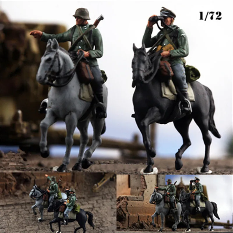 

1:72 Scale Model 2Pcs Officer and Reconnaissance Cavalry With House Action Figure Scene Accessory Display Collection Dolls Toys