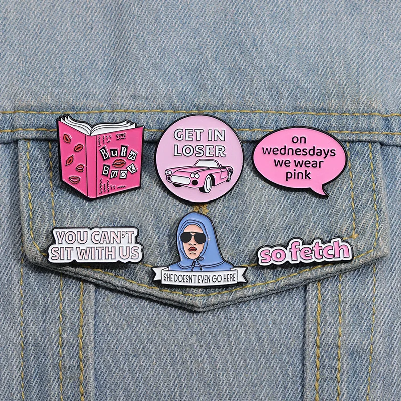 On Wednesday We Wear Pink Enamel Pins So Fetch Get In Loser Brooch Lapel Badges Jewelry Gift for Friends Kids