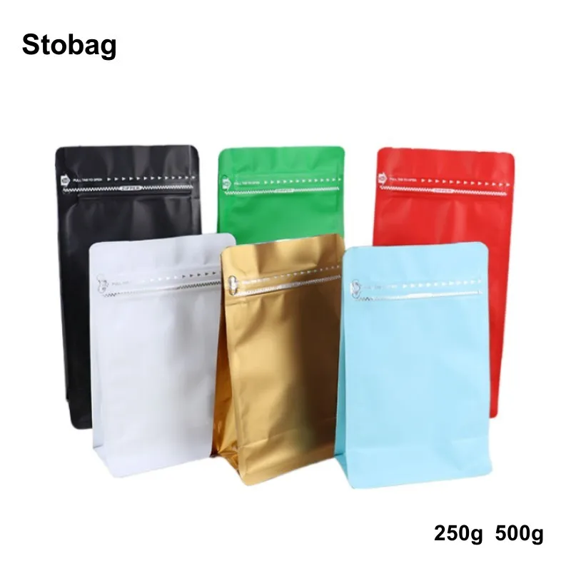 

StoBag 50pcs Coffee Beans Packaging Bag with Air Valve Aluminum Foil Sealed for Food Powder Tea Nuts Storage Airtight Pouches