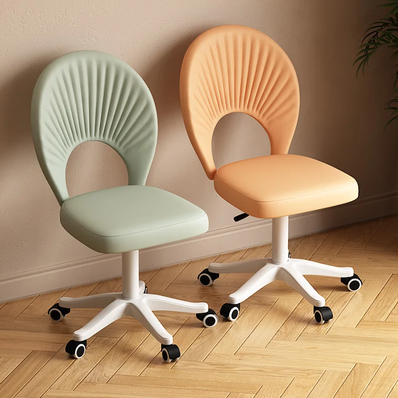 Cream Aesthetic Makeup Chair for Girls Bedroom Adjustable Swivel Rolling Chair Ergonomic Computer