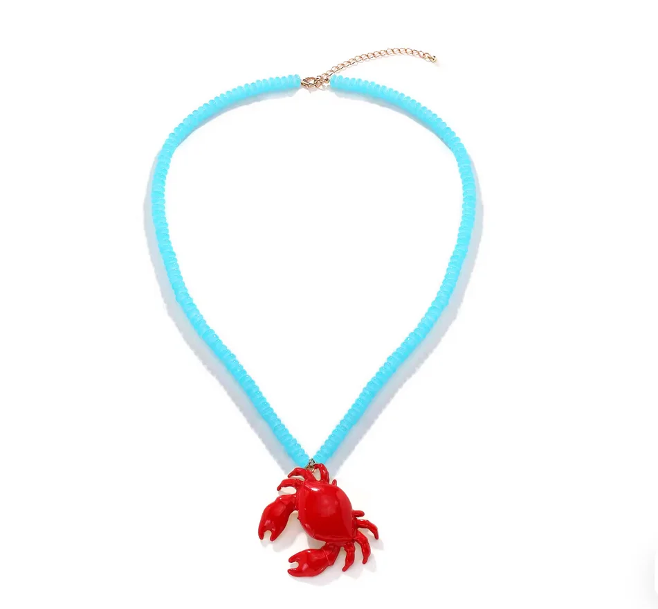 

European and American design sense simple niche beach holiday style crab beaded sweet necklace