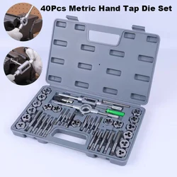 40Pcs Metric Hand Tap and Die Set Male Threading Tools Thread Plugs Drill Bit Tap Wrench Holder Hand Tools Kit for Metalworking