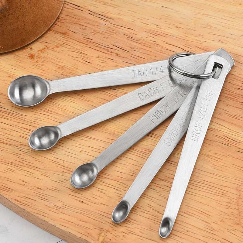 Practical 5pcs/Set Mini Measuring Spoon Baking Tools Stainless Steel kitchen Seasoning Spoon Multiple Size Spoon