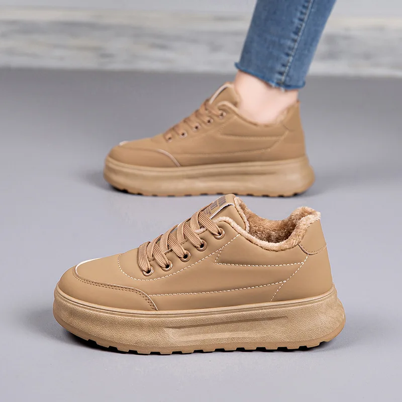 

Women's Winter Thickened Fleece Lined Cotton Snow Boots Anti-slip Casual Shoes Warm Versatile Thick Bottom Board Shoes